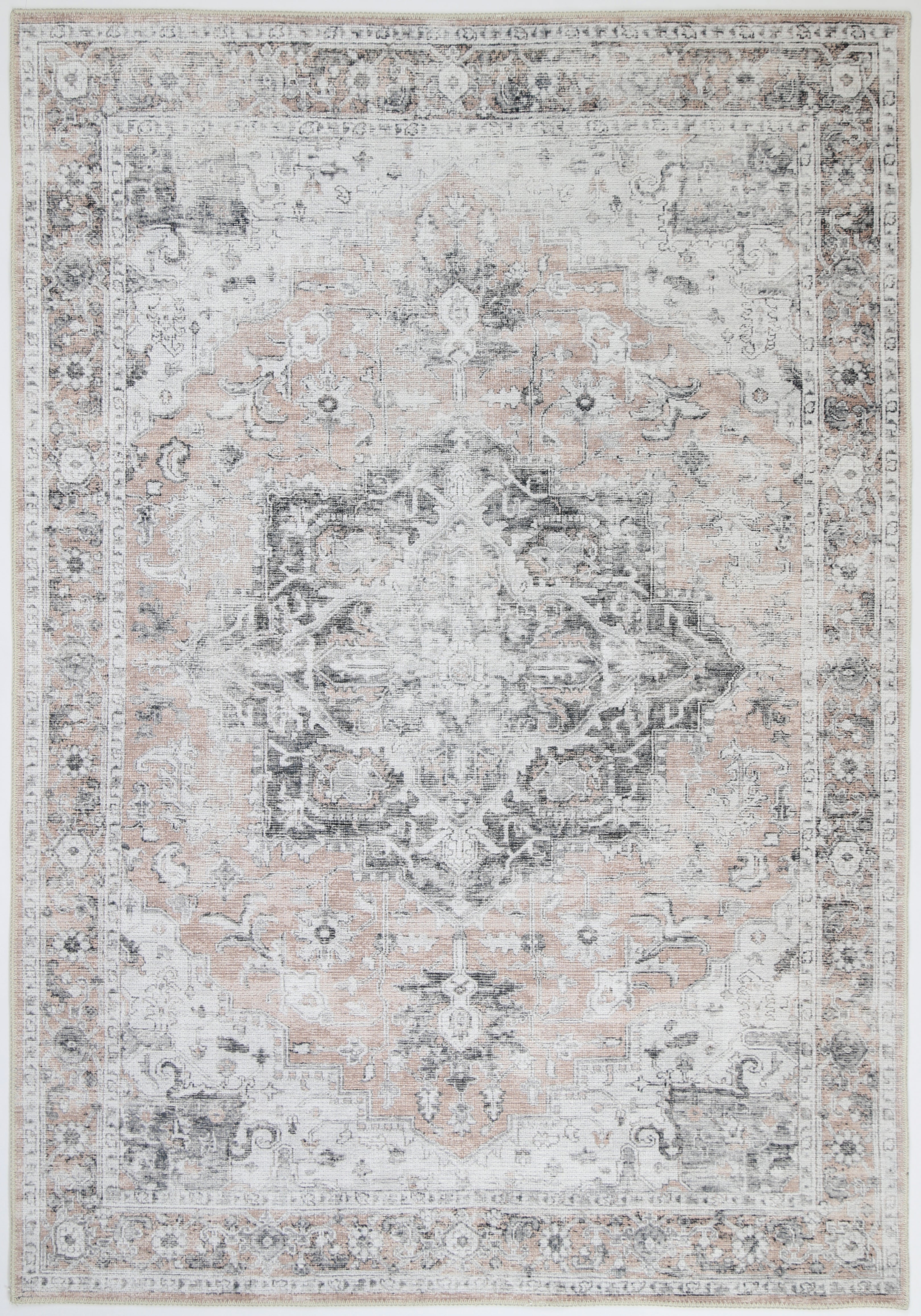 Distressed Vintage Cezanne Blush Washable Rug - VITAL 3082-11 – Mirra ...