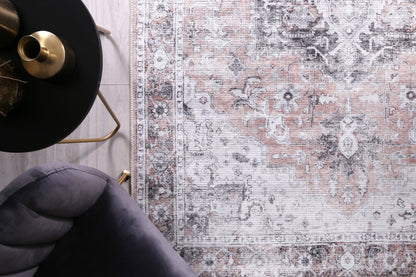Distressed Vintage Cezanne Blush Washable Rug - VITAL 3082-11