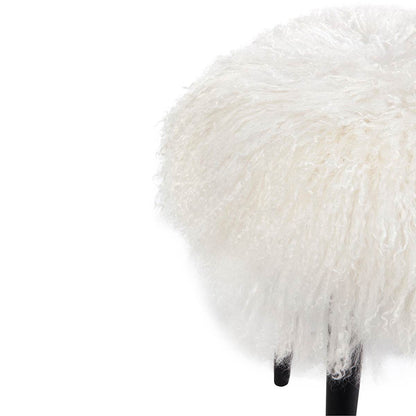 Diore | Shaggy Fur Footstool White - Mirra Interiors