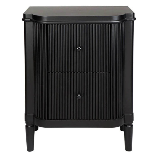 Arena | Ribbed Bedside Table Black - Mirra Interiors