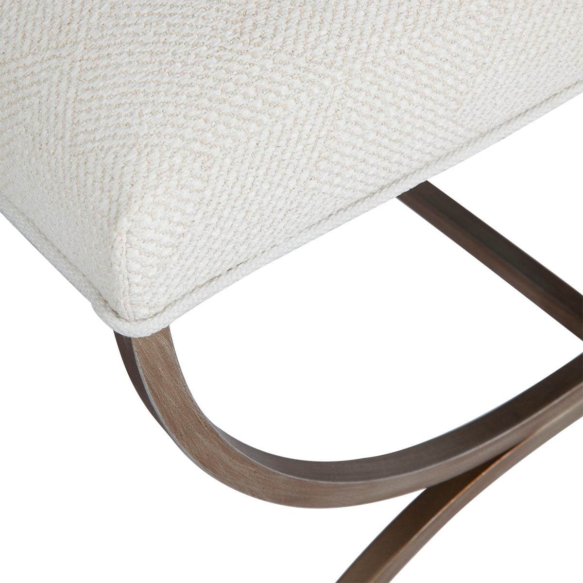 Novak | Gold Metal Cross Leg Upholstered Stool Natural Linen - Mirra Interiors
