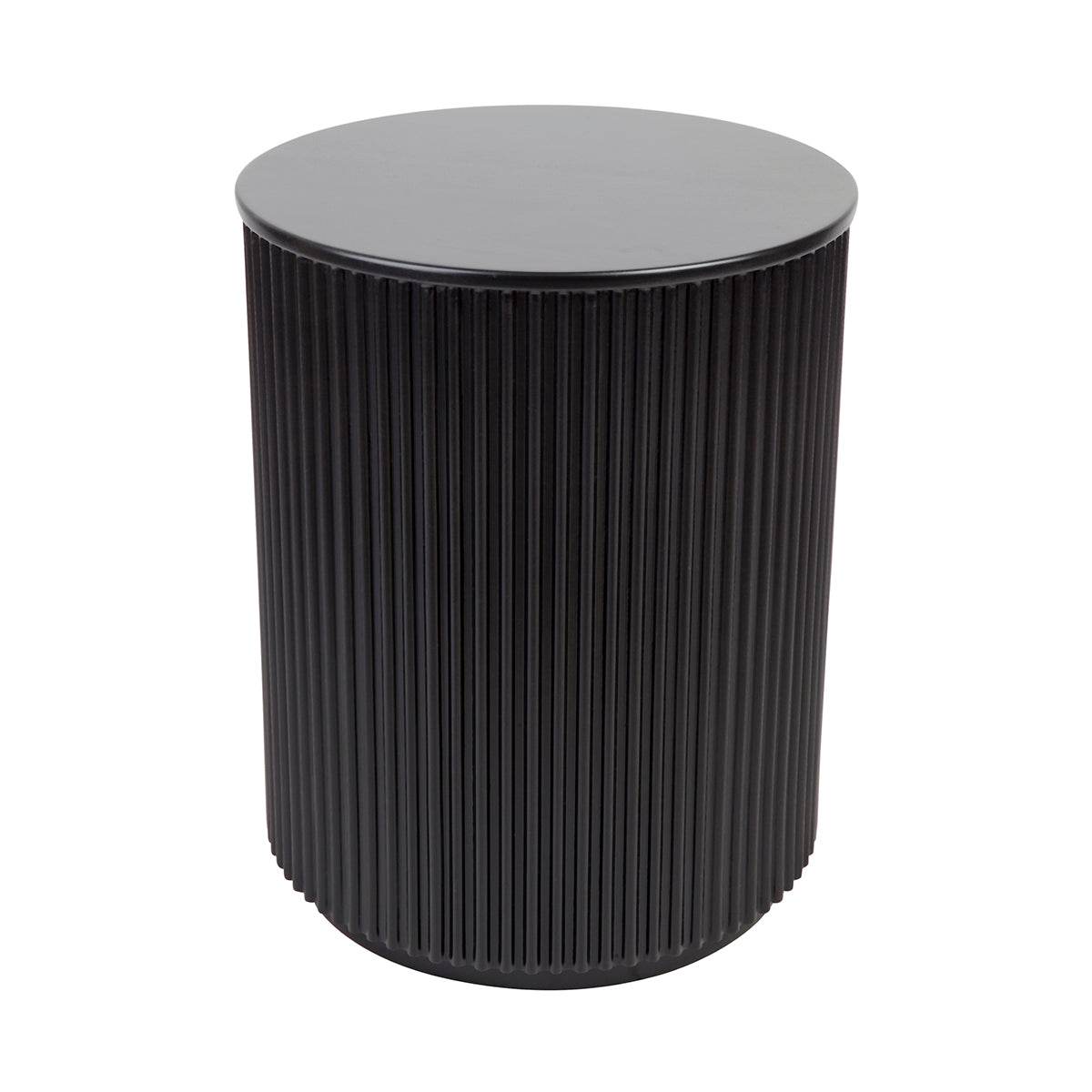 Nereus | Fluted Round Side Table Black - Mirra Interiors