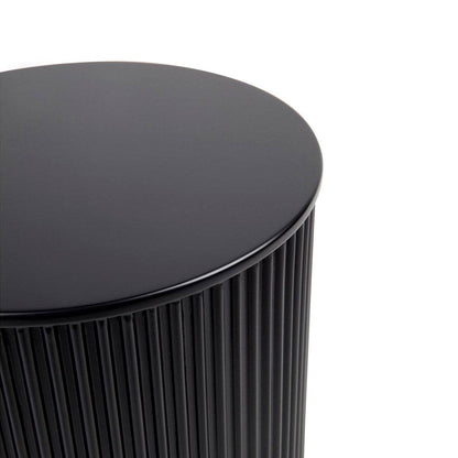 Nereus | Fluted Round Side Table Black - Mirra Interiors