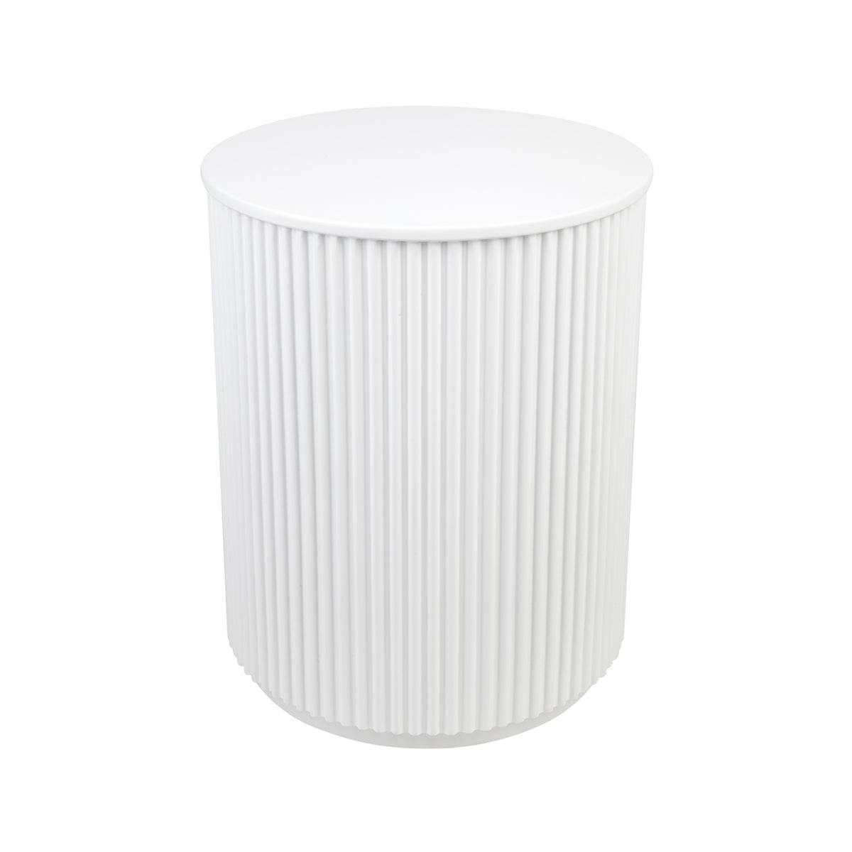 Nereus | Fluted Round Side Table White - Mirra Interiors