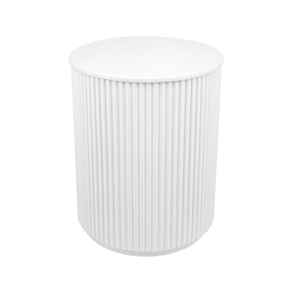 Nereus | Fluted Round Side Table White - Mirra Interiors