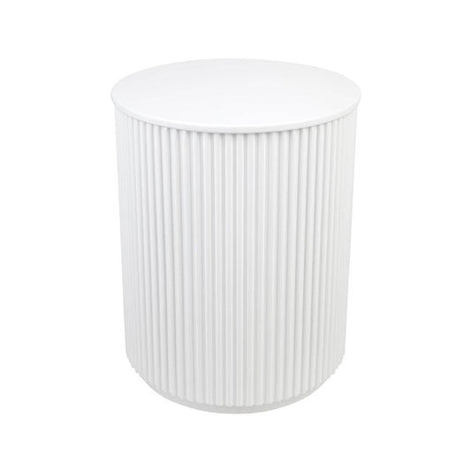Nereus | Fluted Round Side Table White - Mirra Interiors