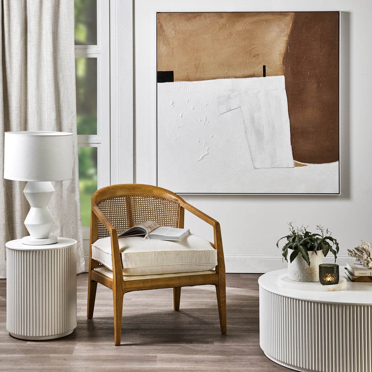 Nereus | Fluted Round Side Table White - Mirra Interiors