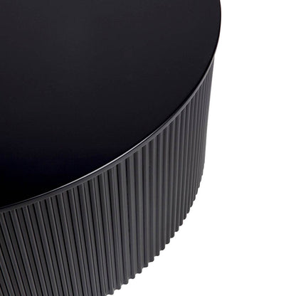 Nereus | Fluted Round Coffee Table Black - Mirra Interiors