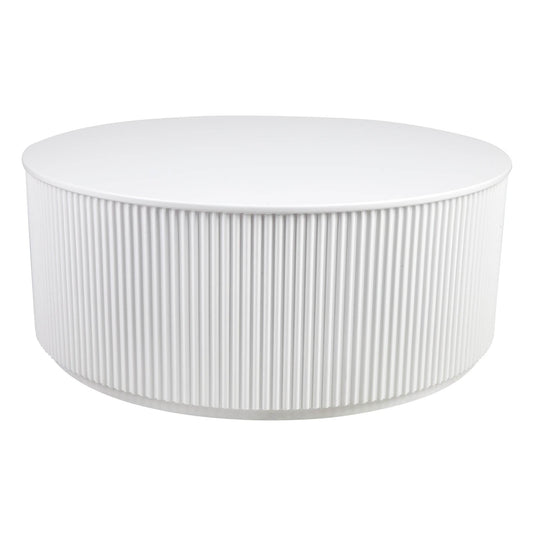 Nereus | Fluted Round Coffee Table White - Mirra Interiors