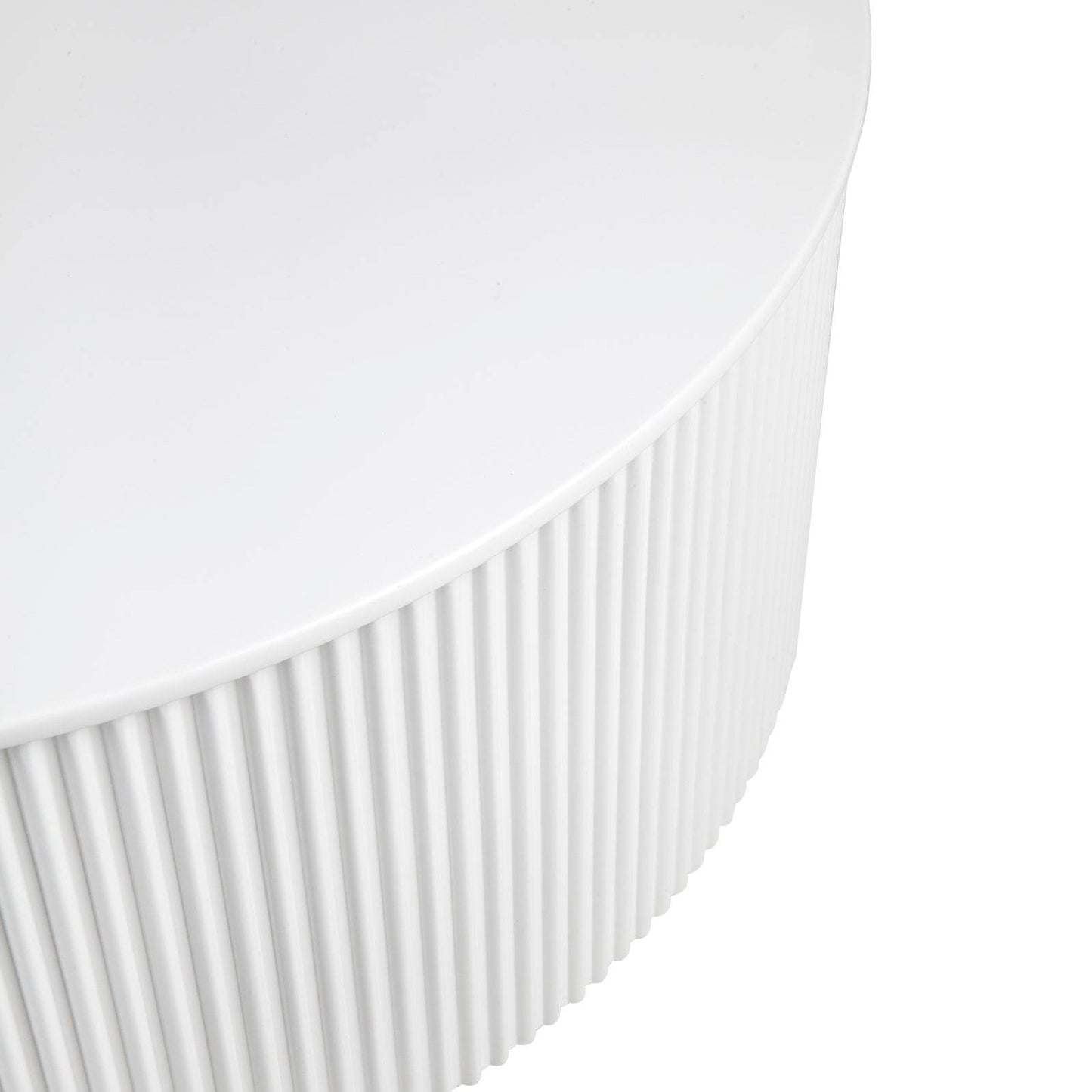 Nereus | Fluted Round Coffee Table White - Mirra Interiors