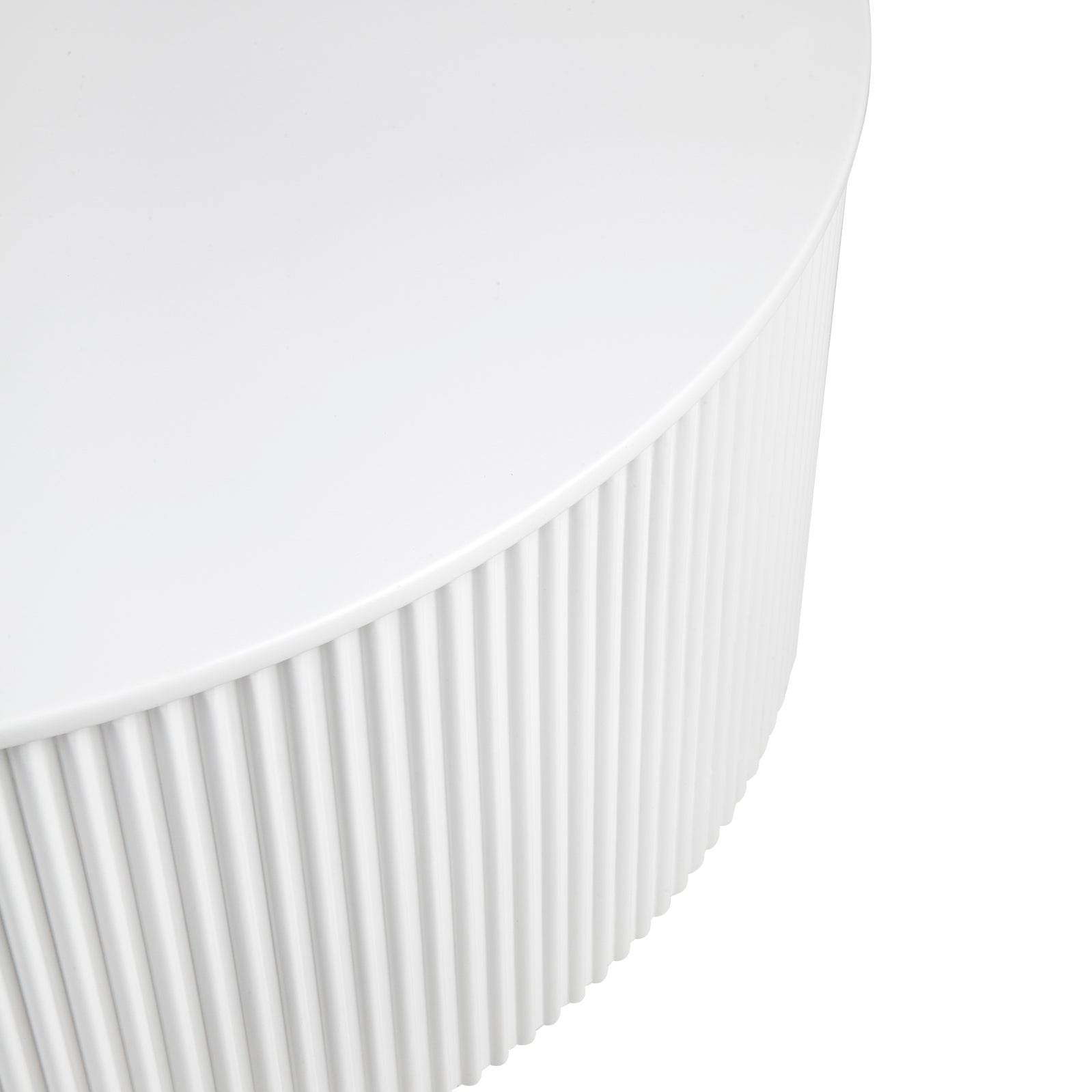 Nereus | Fluted Round Coffee Table White - Mirra Interiors