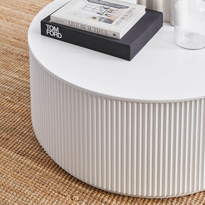Nereus | Fluted Round Coffee Table White - Mirra Interiors