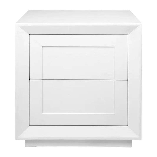 Baltimore | Oak 2 Drawer Bedside Table White - Mirra Interiors