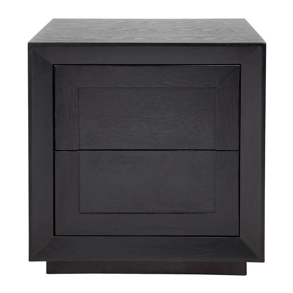 Baltimore | Oak 2 Drawer Bedside Table Black - Mirra Interiors