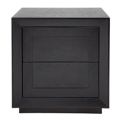 Baltimore | Oak 2 Drawer Bedside Table Black - Mirra Interiors