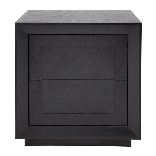 Baltimore | Oak 2 Drawer Bedside Table Black - Mirra Interiors