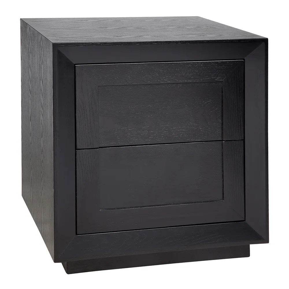 Baltimore | Oak 2 Drawer Bedside Table Black - Mirra Interiors