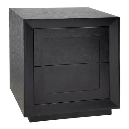 Baltimore | Oak 2 Drawer Bedside Table Black - Mirra Interiors