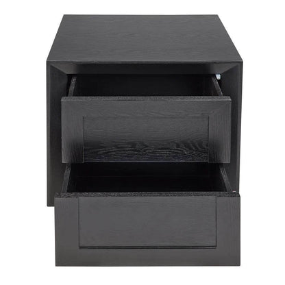 Baltimore | Oak 2 Drawer Bedside Table Black - Mirra Interiors