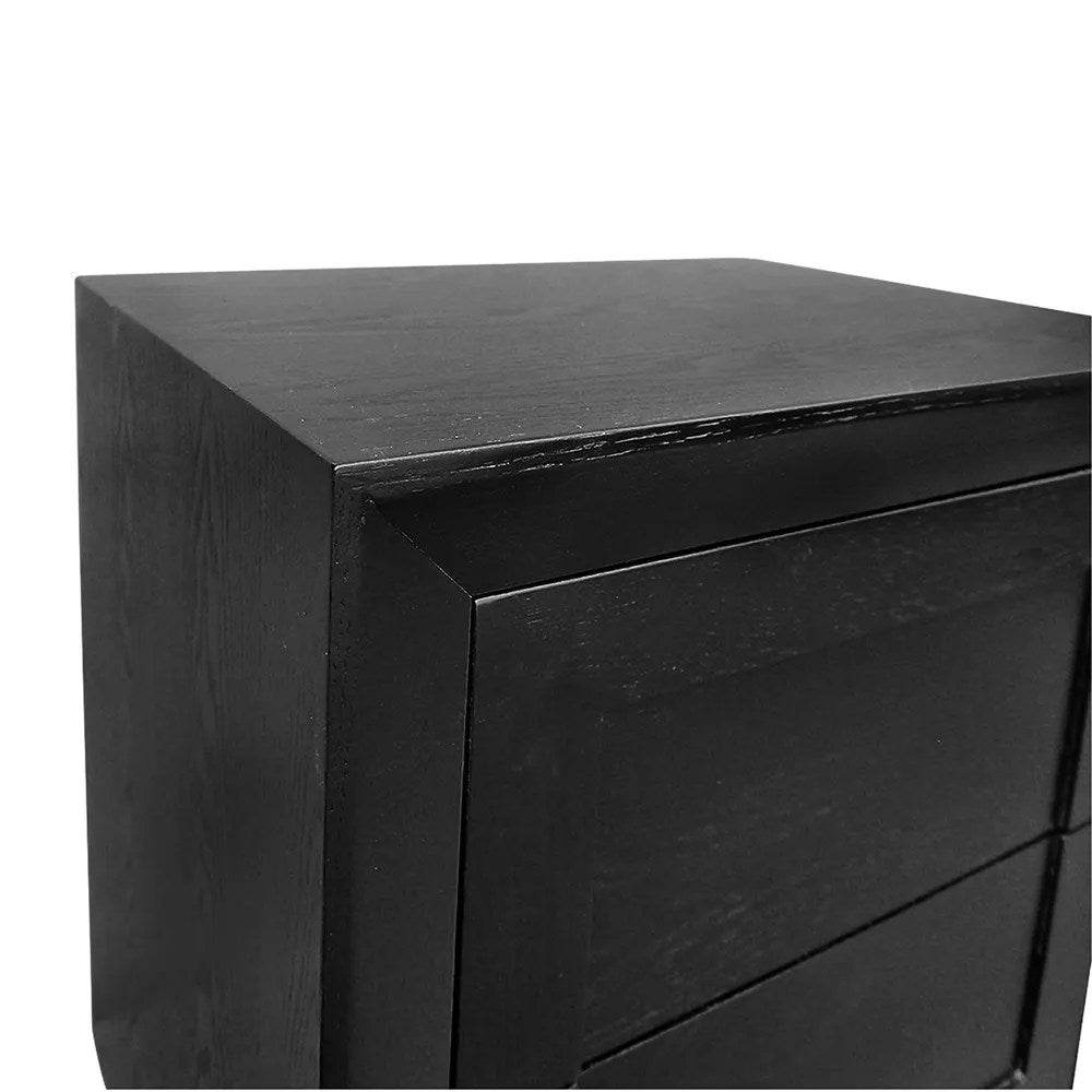 Baltimore | Oak 2 Drawer Bedside Table Black - Mirra Interiors