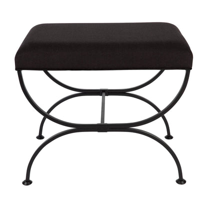 Novak | Metal Cross Leg Upholstered Stool Black - Mirra Interiors