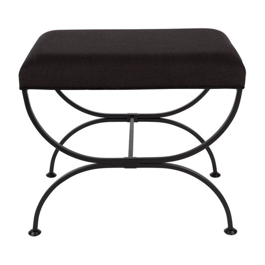 Novak | Metal Cross Leg Upholstered Stool Black - Mirra Interiors