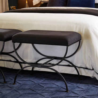 Novak | Metal Cross Leg Upholstered Stool Black - Mirra Interiors