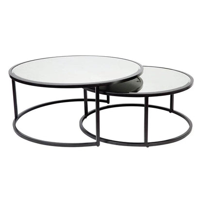 Sable | Mirrored Nesting Coffee Table Set Black - Mirra Interiors