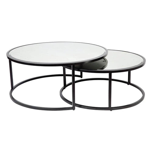 Sable | Mirrored Nesting Coffee Table Set Black - Mirra Interiors