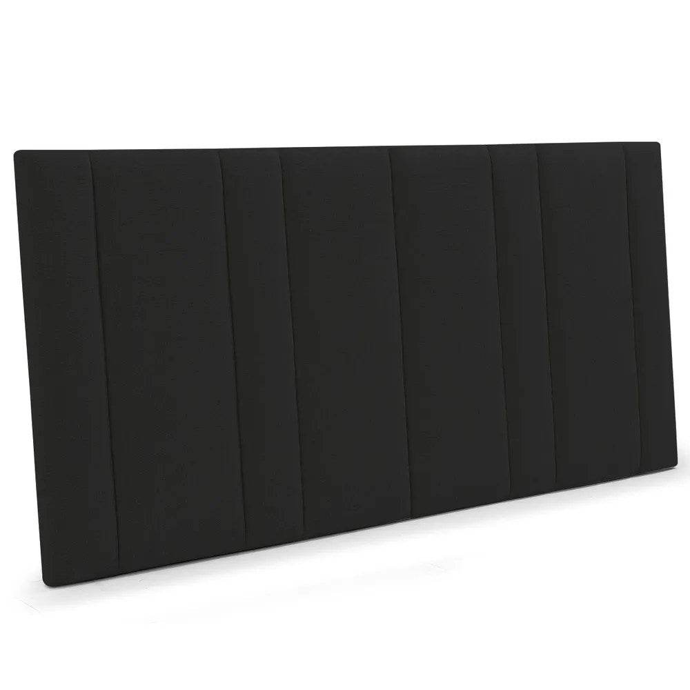 Braxton | Panelled Linen Bedhead Black (Queen) - Mirra Interiors