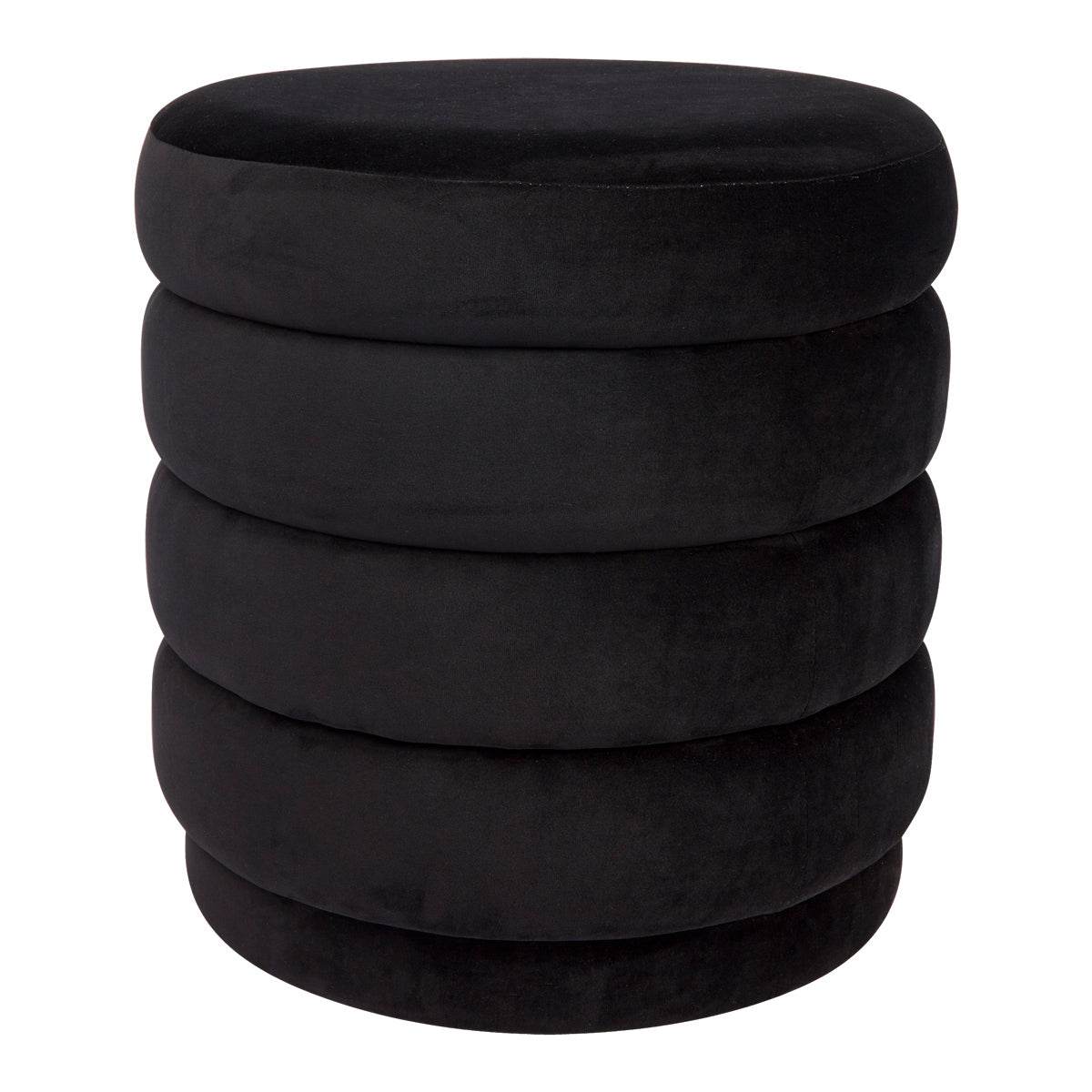 Dulcie | Round Velvet Plush Stool Black - Mirra Interiors