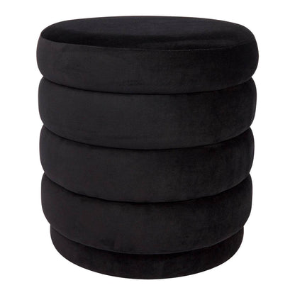 Dulcie | Round Velvet Plush Stool Black - Mirra Interiors
