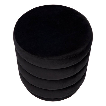 Dulcie | Round Velvet Plush Stool Black - Mirra Interiors