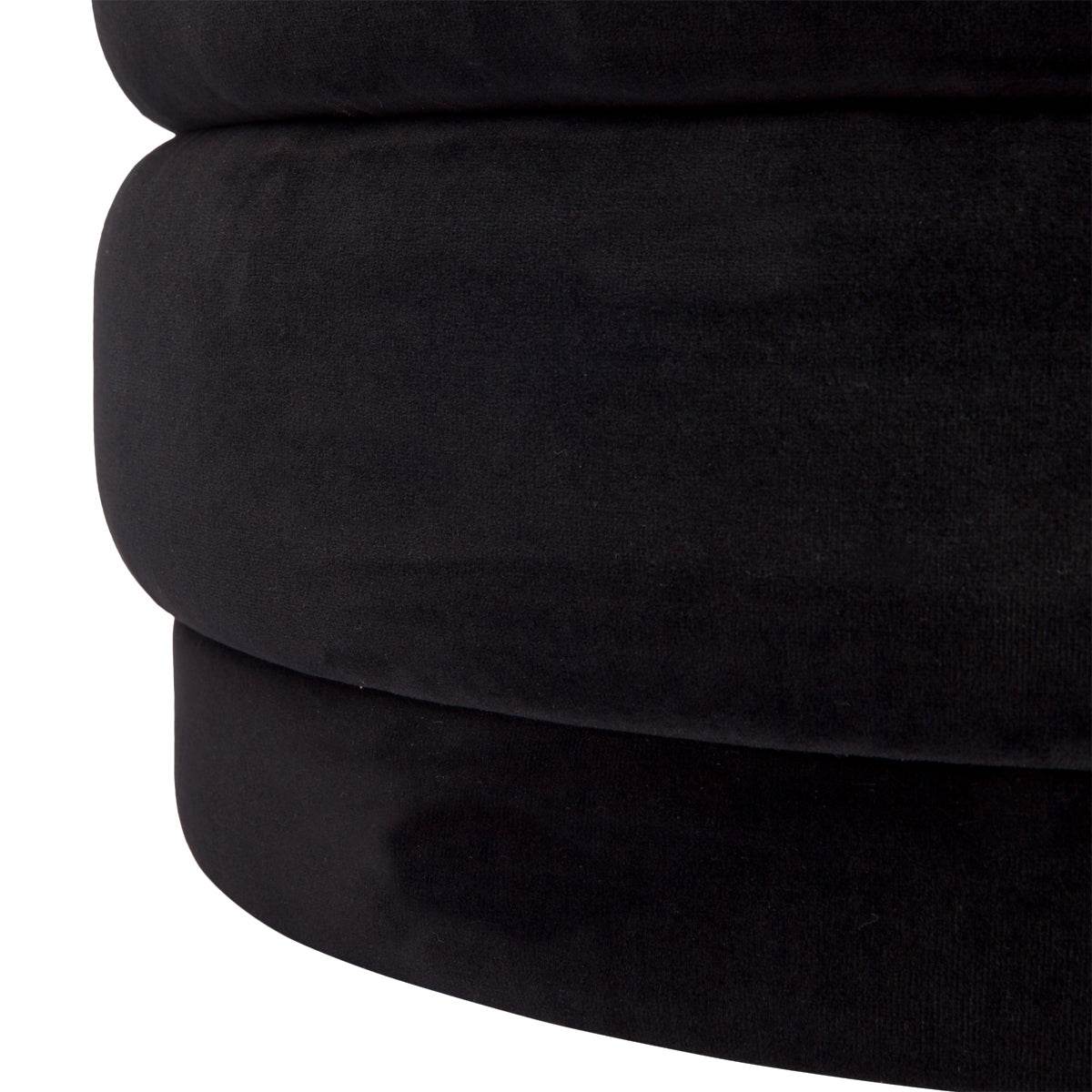Dulcie | Round Velvet Plush Stool Black - Mirra Interiors