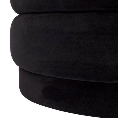 Dulcie | Round Velvet Plush Stool Black - Mirra Interiors
