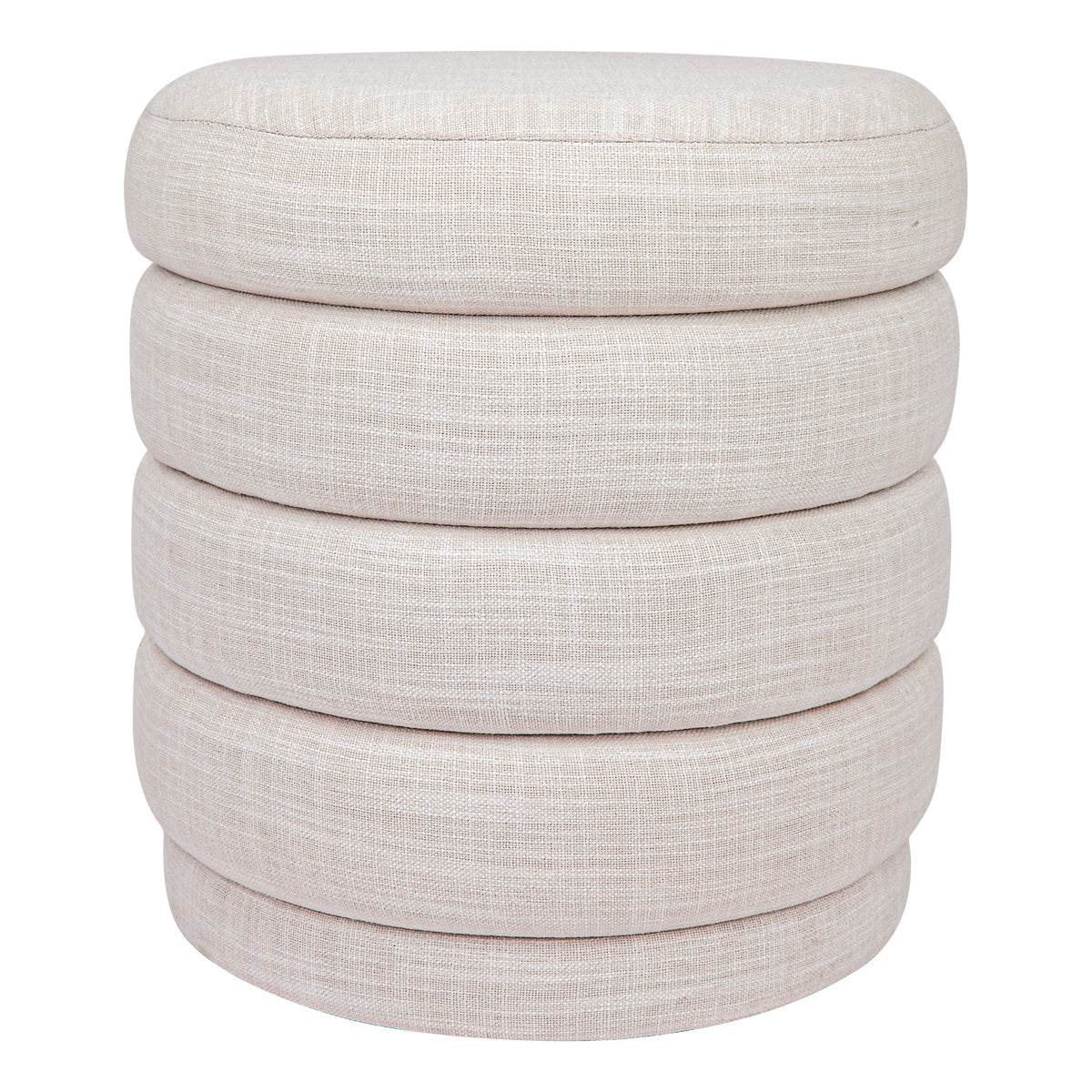 Dulcie | Round Linen Plush Stool Off White - Mirra Interiors