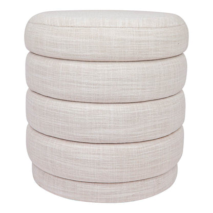 Dulcie | Round Linen Plush Stool Off White - Mirra Interiors