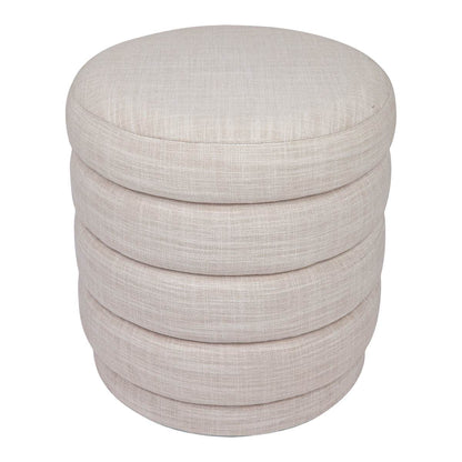 Dulcie | Round Linen Plush Stool Off White - Mirra Interiors