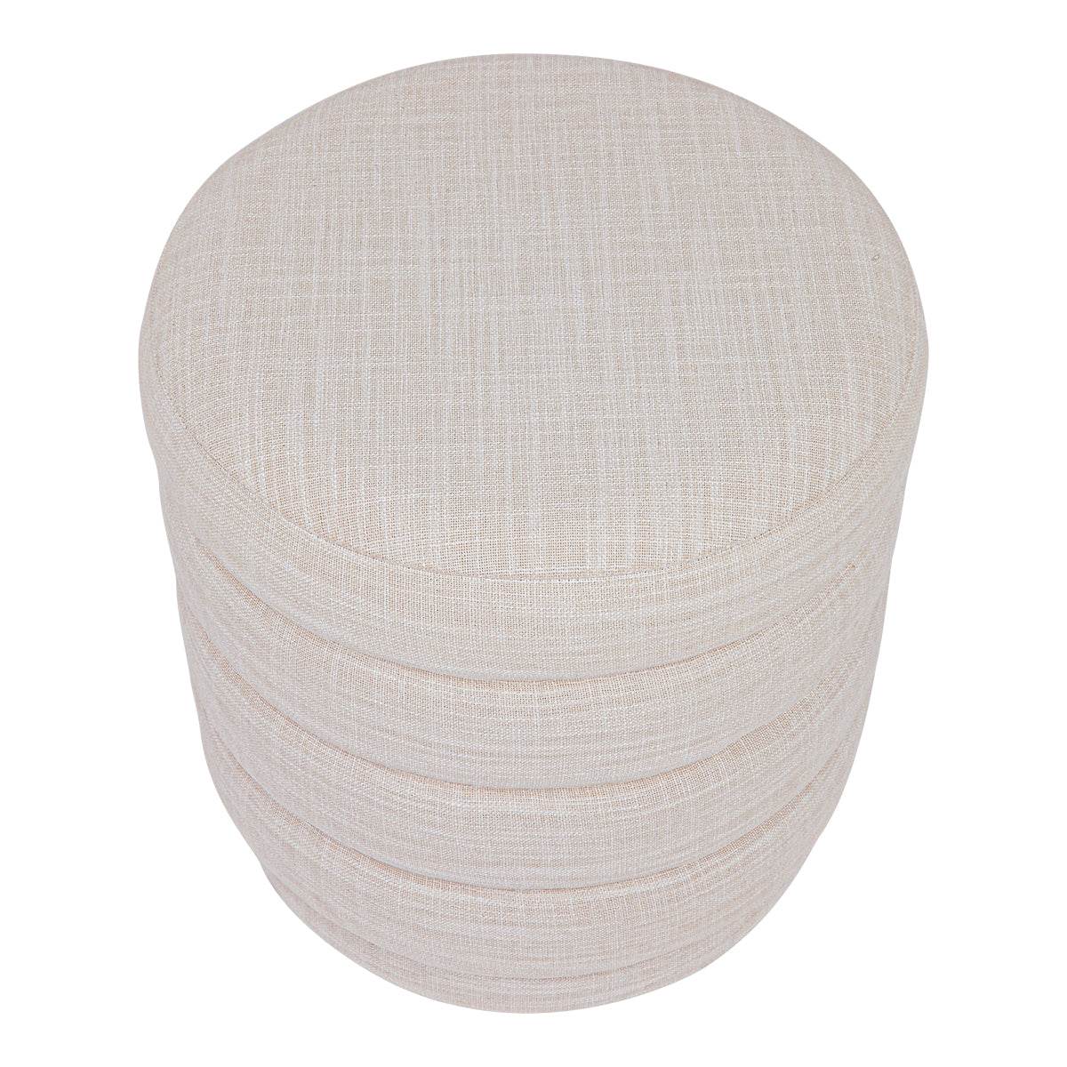 Dulcie | Round Linen Plush Stool Off White - Mirra Interiors