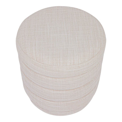 Dulcie | Round Linen Plush Stool Off White - Mirra Interiors