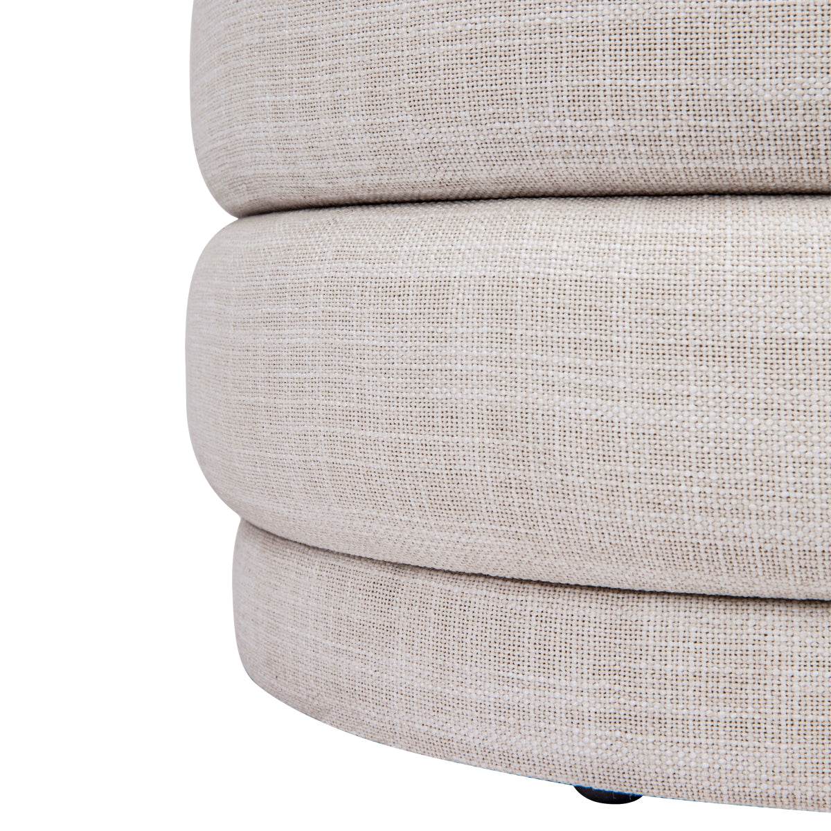 Dulcie | Round Linen Plush Stool Off White - Mirra Interiors