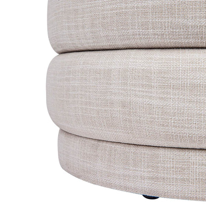 Dulcie | Round Linen Plush Stool Off White - Mirra Interiors