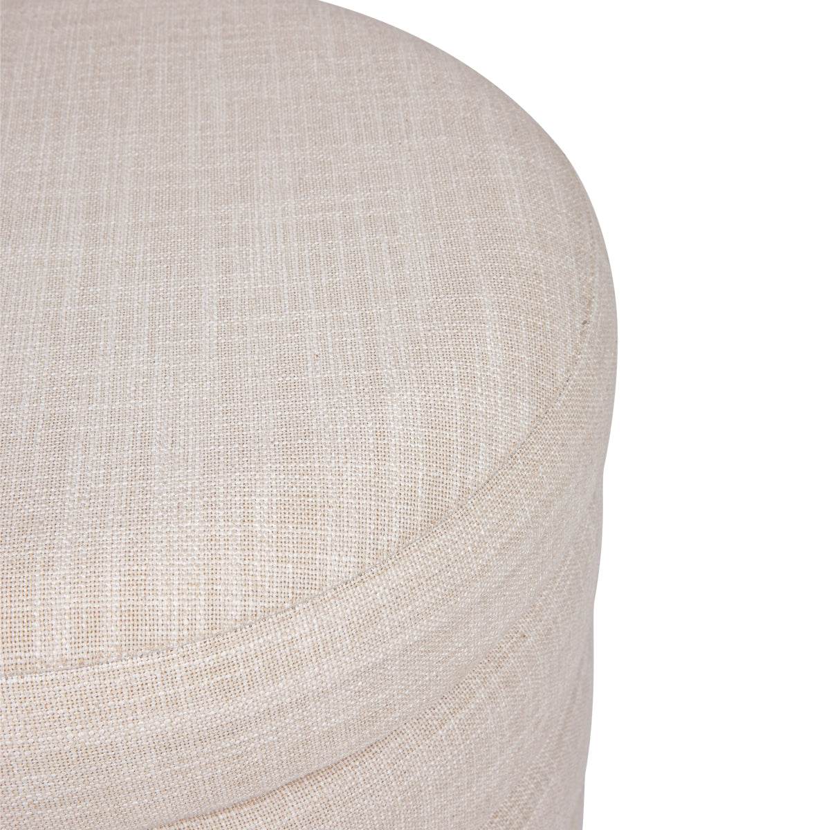 Dulcie | Round Linen Plush Stool Off White - Mirra Interiors