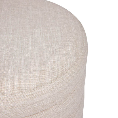 Dulcie | Round Linen Plush Stool Off White - Mirra Interiors