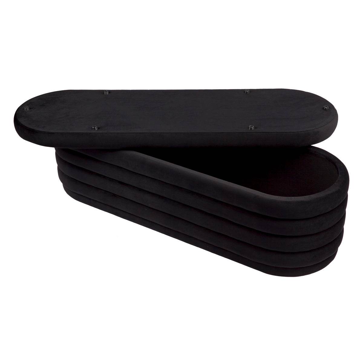 Dulcie | Plush Velvet Storage Ottoman Black - Mirra Interiors
