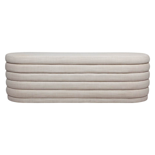 Dulcie | Plush Linen Storage Bench Ottoman Off White - Mirra Interiors