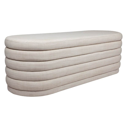 Dulcie | Plush Linen Storage Bench Ottoman Off White - Mirra Interiors