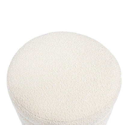 Dulcie | Round Boucle Plush Stool White - Mirra Interiors