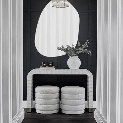 Dulcie | Round Boucle Plush Stool White - Mirra Interiors