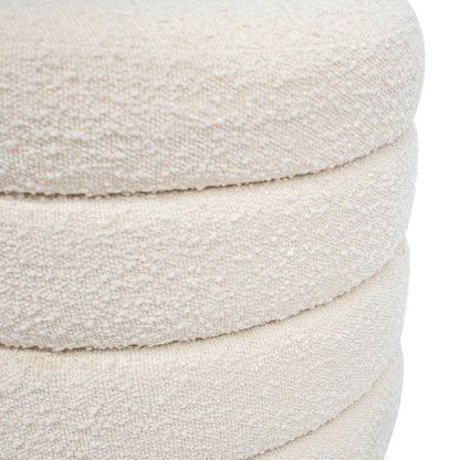 Dulcie | Round Boucle Plush Stool White - Mirra Interiors